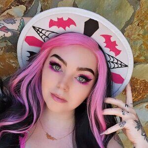 coffin hearse bat and spiderweb hand painted gothic hat